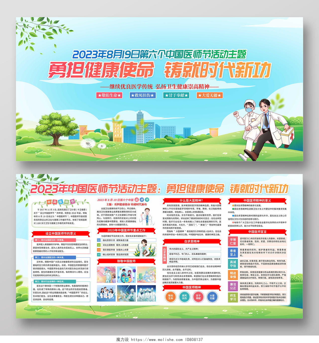 2023年蓝色第六个中国医师节主题活动中国医师节展板